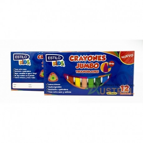 Crayon Estilo grip x 12c jumbo triangular