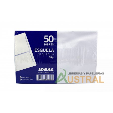 Sobres terrestre T/esquela blanco 60gr